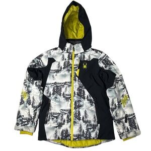 Spyder Kids Ski Snowboard Jacket Winter Coat Mountain Print Hooded Boys Size 12